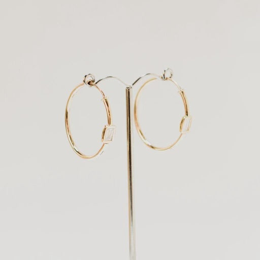 Cubic Zirconia Emerald Cut Hoop Earring